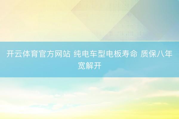开云体育官方网站 纯电车型电板寿命 质保八年宽解开