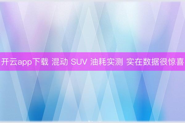 开云app下载 混动 SUV 油耗实测 实在数据很惊喜