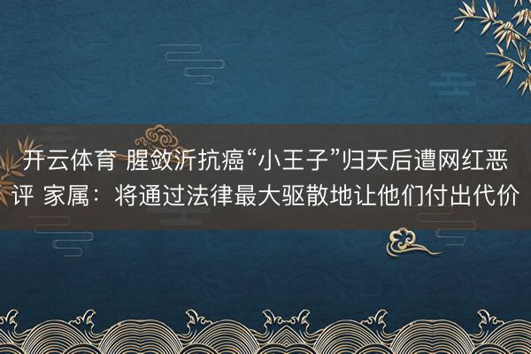 开云体育 腥敛沂抗癌“小王子”归天后遭网红恶评 家属：将通过法律最大驱散地让他们付出代价