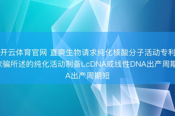 开云体育官网 直爽生物请求纯化核酸分子活动专利, 欺骗所述的纯化活动制备LcDNA或线性DNA出产周期短