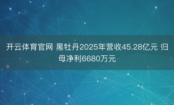 开云体育官网 黑牡丹2025年营收45.28亿元 归母净利6680万元