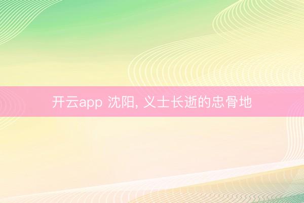 开云app 沈阳， 义士长逝的忠骨地