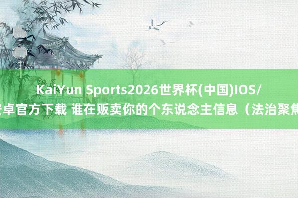 KaiYun Sports2026世界杯(中国)IOS/安卓官方下载 谁在贩卖你的个东说念主信息(法治聚焦)