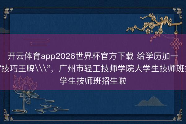 开云体育app2026世界杯官方下载 给学历加一张\