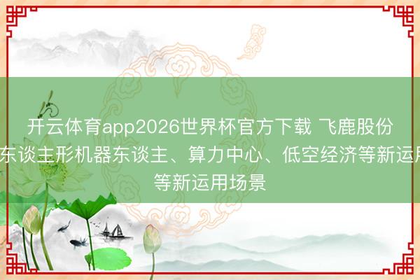 开云体育app2026世界杯官方下载 飞鹿股份: 征战东谈主形机器东谈主、算力中心、低空经济等新运用场景
