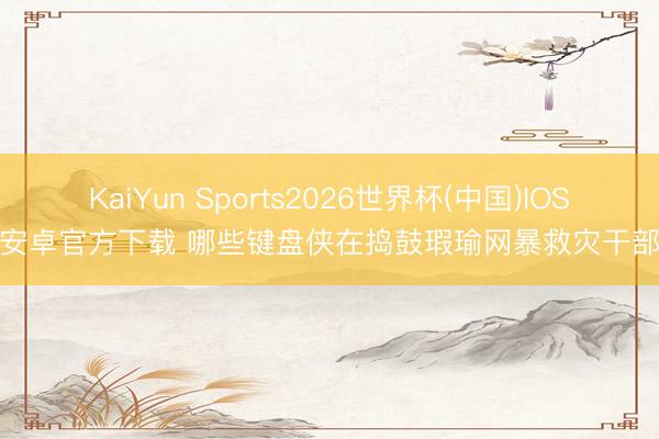 KaiYun Sports2026世界杯(中国)IOS/安卓官方下载 哪些键盘侠在捣鼓瑕瑜网暴救灾干部?