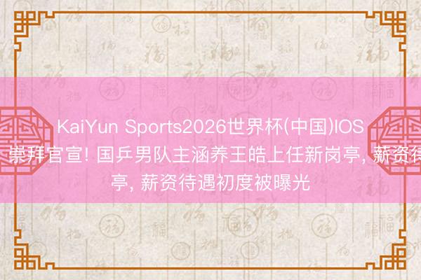 KaiYun Sports2026世界杯(中国)IOS/安卓官方下载 崇拜官宣! 国乒男队主涵养王皓上任新岗亭, 薪资待遇初度被曝光