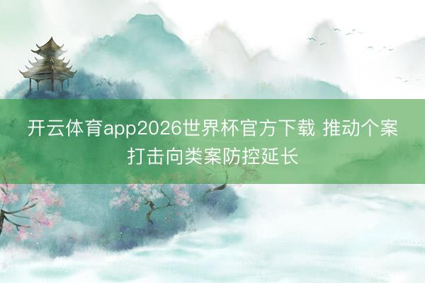 开云体育app2026世界杯官方下载 推动个案打击向类案防控延长