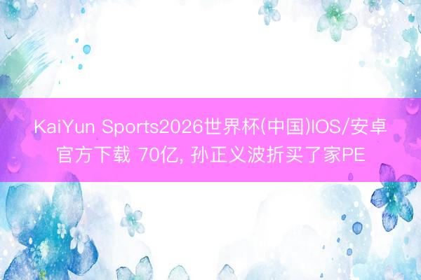 KaiYun Sports2026世界杯(中国)IOS/安卓官方下载 70亿, 孙正义波折买了家PE
