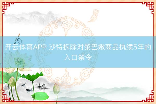 开云体育APP 沙特拆除对黎巴嫩商品执续5年的入口禁令