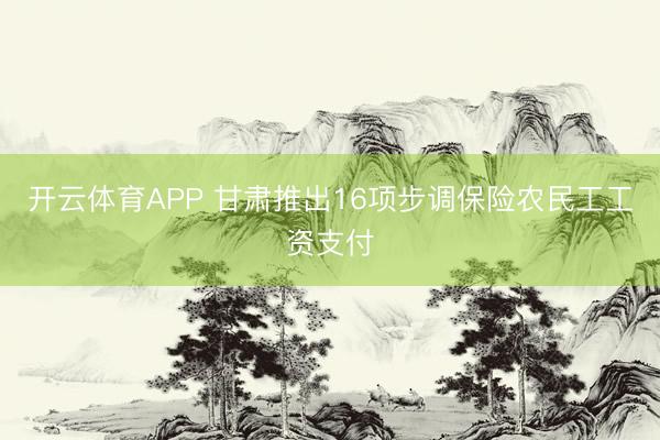 开云体育APP 甘肃推出16项步调保险农民工工资支付