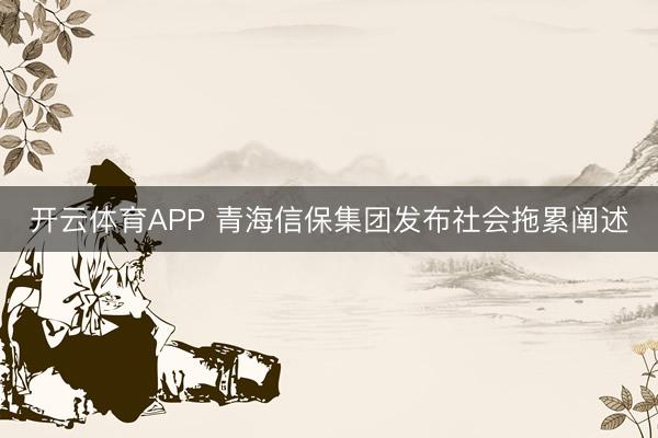 开云体育APP 青海信保集团发布社会拖累阐述