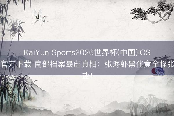 KaiYun Sports2026世界杯(中国)IOS/安卓官方下载 南部档案最虐真相:张海虾黑化竟全怪张海盐!