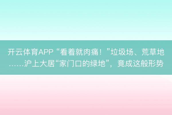 开云体育APP “看着就肉痛!”垃圾场、荒草地……沪上大居“家门口的绿地”,竟成这般形势