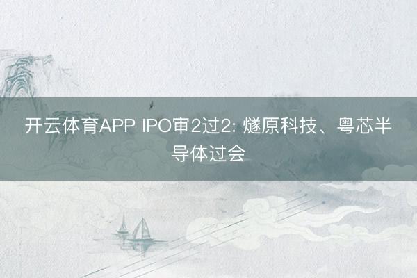 开云体育APP IPO审2过2: 燧原科技、粤芯半导体过会